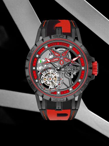 Roger Dubuis Excalibur Spider PitStop Single flying tourbillon RDDBEX0644 Replica Watch Titanium Red