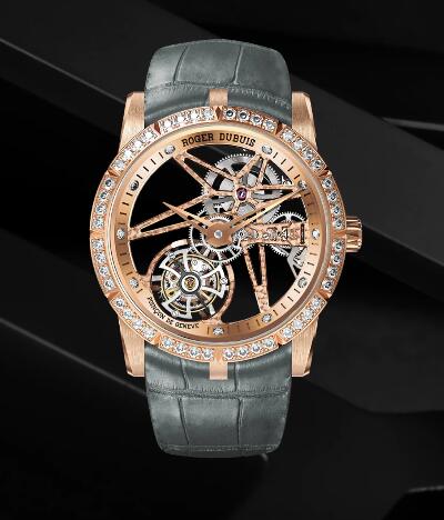 Roger Dubuis Excalibur Astral Skeleton single flying tourbillon RDDBEX0664 Replica Watch Rose gold Flying tourbillon