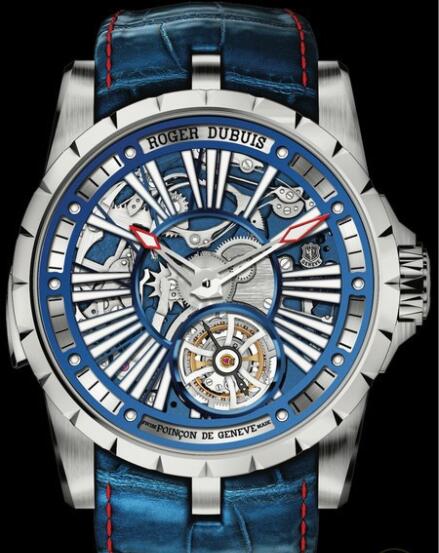 Replica Roger Dubuis Excalibur Millésime Watch RDDBEX0668 CarTech Micro-Melt BioDur CCMTM - Blue Dial - Strap Alligator