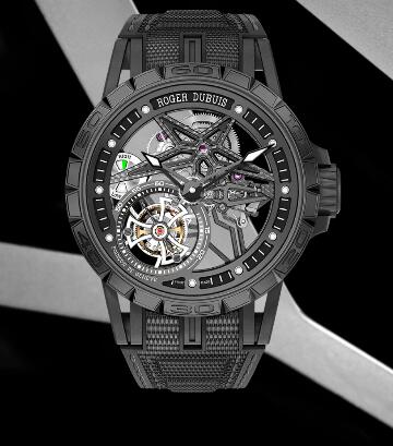 Roger Dubuis Excalibur Spider Pirelli PitStop Single flying tourbillon RDDBEX0669 Replica Watch Carbon Black