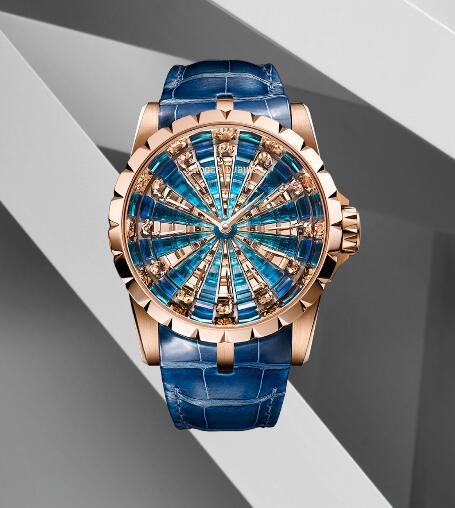 Roger Dubuis Excalibur The Knights of the Round Table RDDBEX0684 Replica Watch Rose gold Blue