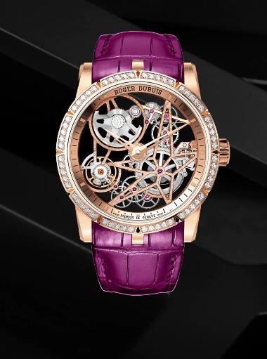 Roger Dubuis Excalibur Automatic Skeleton Golden RDDBEX0699 Replica Watch Rose gold Pink