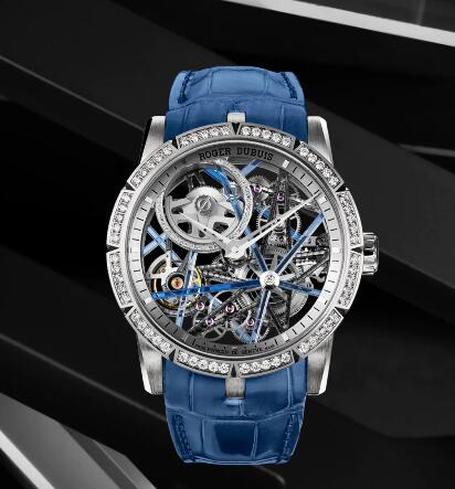 Roger Dubuis Excalibur Blacklight RDDBEX0744 Replica Watch White gold Blue