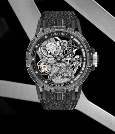 Roger Dubuis Excalibur Spider Pirelli Automatic skeleton RDDBEX0745 Replica Watch Titanium Black
