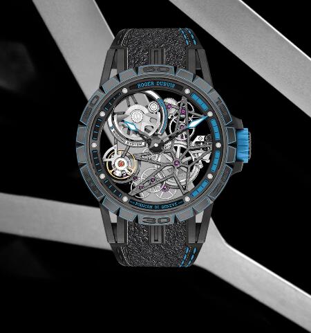 Roger Dubuis Excalibur Spider Pirelli Automatic skeleton RDDBEX0746 Replica Watch Titanium Black