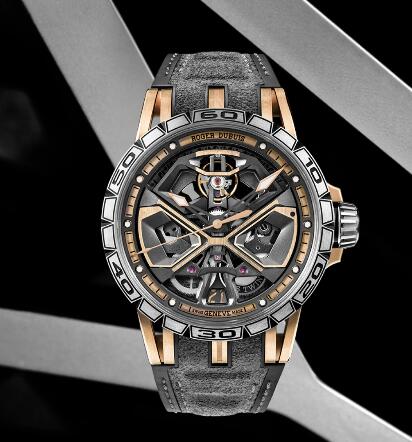 Roger Dubuis Excalibur Spider Huracán RDDBEX0750 Replica Watch Rose gold Grey