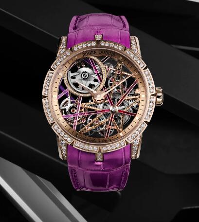 Roger Dubuis Excalibur Blacklight RDDBEX0757 Replica Watch Rose gold Pink