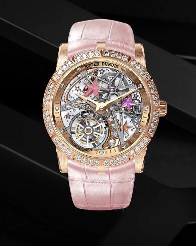 Roger Dubuis Excalibur Shooting Star Flying tourbillon RDDBEX0762 Replica Watch Rose gold Pink
