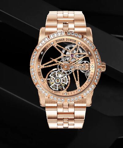 Roger Dubuis Excalibur 36 Astral Skeleton Flying tourbillon RDDBEX0787 Replica Watch Rose gold Flying tourbillon