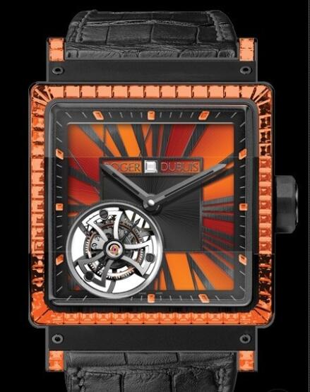 Replica Roger Dubuis KingSquare Tourbillon Joaillerie RDDBKS0043 Watch Setted Black PVD Titanium