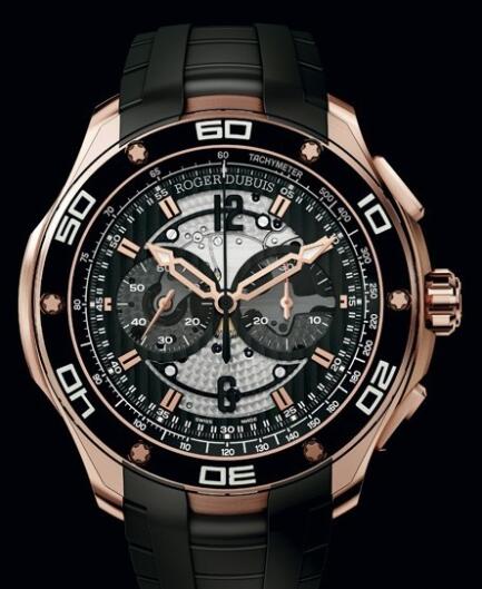 Replica Roger Dubuis Pulsion Chronographe RDDBPU0003 Watch Pink Gold - Rubber Strap