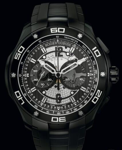 Replica Roger Dubuis Pulsion Chronographe RDDBPU0005 Watch Black DLC Titanium - Rubber Strap
