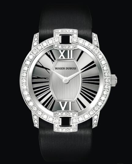 Replica Roger Dubuis Watch Velvet Diamants RDDBVE0007 White Gold - Diamonds - Fabric Strap