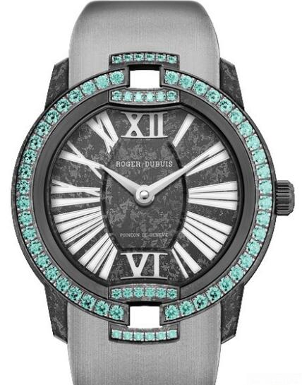 Replica Roger Dubuis Watch Black Velvet RDDBVE0051 Carbon - Tourmaline Paraiba - Satin-finish fabric Strap