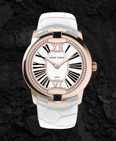 Roger Dubuis Velvet Pink gold - White alligator strap RDDBVE0069 Replica Watch Rose gold White