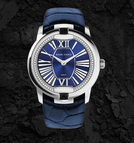 Roger Dubuis Velvet White gold - Blue alligator strap RDDBVE0070 Replica Watch White gold Blue