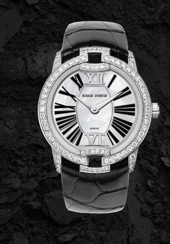 Roger Dubuis Velvet White gold - Black alligator strap RDDBVE0072 Replica Watch White gold Black