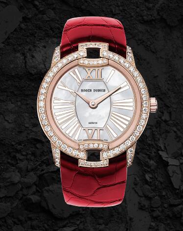 Roger Dubuis Velvet Pink gold - Red alligator strap RDDBVE0073 Replica Watch White gold Red
