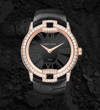 Roger Dubuis Velvet Pink gold - Black alligator strap RDDBVE0077 Replica Watch Rose gold Black