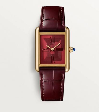 Cartier Tank Louis Cartier Large Manual Yellow Gold Graphical Red Replica Watch WGTA0093