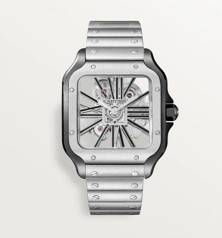 Cartier WHSA0027 Santos de Cartier Large Skeleton Stainless Steel - ADLC Replica Watch